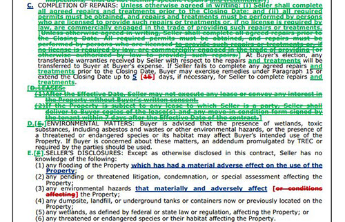 Unimproved Contract 9-11 Disclosure Changes